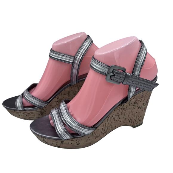 Franco Sarto Cork 4” Platform Wedge Espadrille Sandals 8.5 Ankle Strap “Florina” - Picture 2 of 4